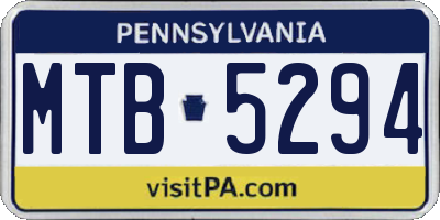 PA license plate MTB5294