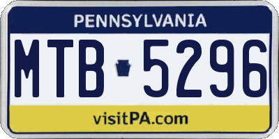 PA license plate MTB5296