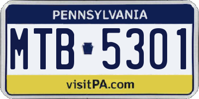 PA license plate MTB5301