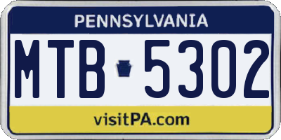 PA license plate MTB5302