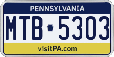 PA license plate MTB5303