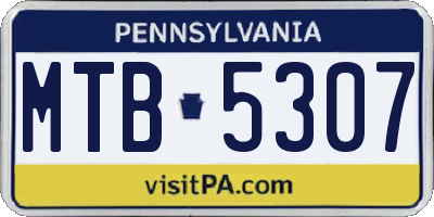 PA license plate MTB5307