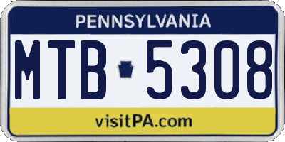 PA license plate MTB5308
