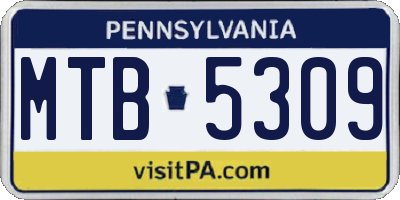 PA license plate MTB5309