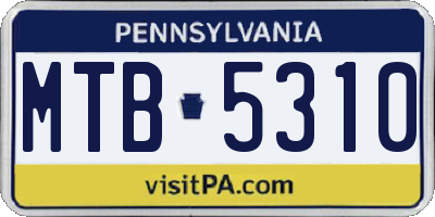 PA license plate MTB5310