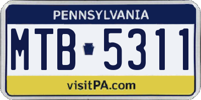 PA license plate MTB5311