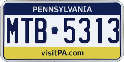 PA license plate MTB5313