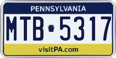 PA license plate MTB5317