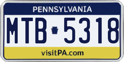 PA license plate MTB5318