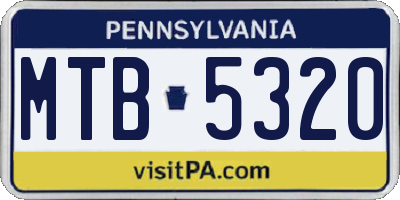 PA license plate MTB5320