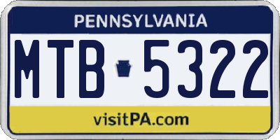 PA license plate MTB5322