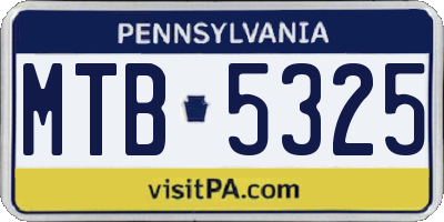 PA license plate MTB5325