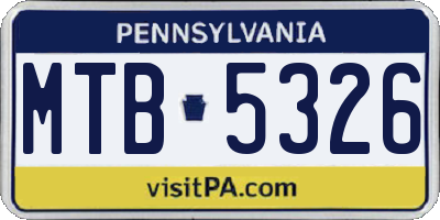 PA license plate MTB5326