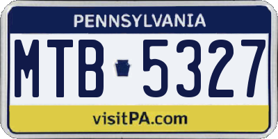 PA license plate MTB5327