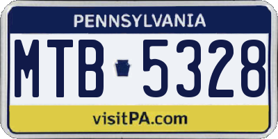 PA license plate MTB5328