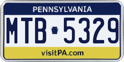 PA license plate MTB5329