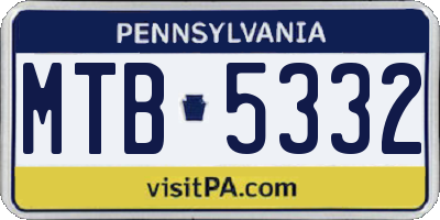 PA license plate MTB5332