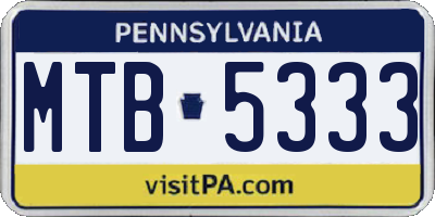 PA license plate MTB5333