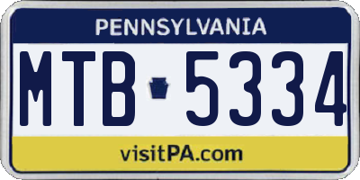 PA license plate MTB5334