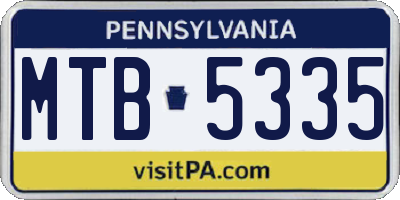 PA license plate MTB5335