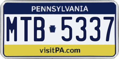 PA license plate MTB5337
