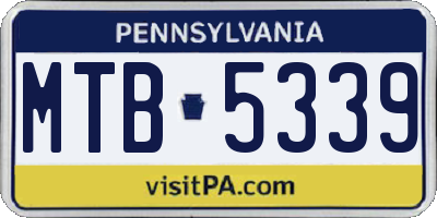 PA license plate MTB5339