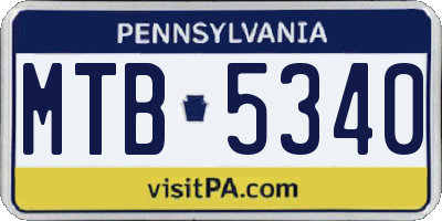PA license plate MTB5340