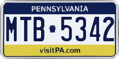 PA license plate MTB5342