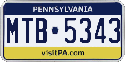 PA license plate MTB5343