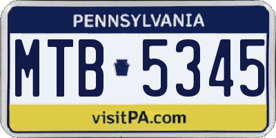 PA license plate MTB5345
