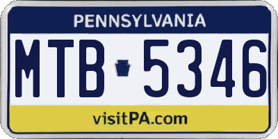 PA license plate MTB5346