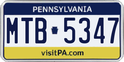 PA license plate MTB5347