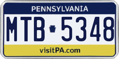 PA license plate MTB5348