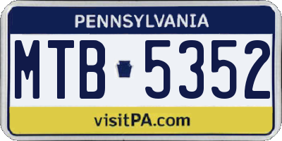 PA license plate MTB5352