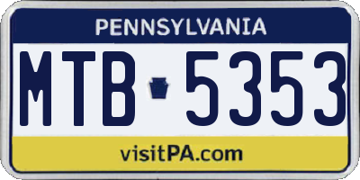 PA license plate MTB5353