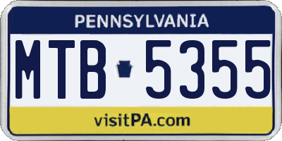 PA license plate MTB5355
