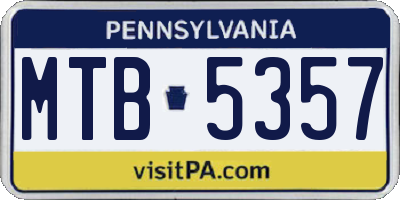 PA license plate MTB5357