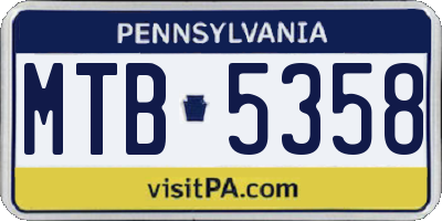 PA license plate MTB5358