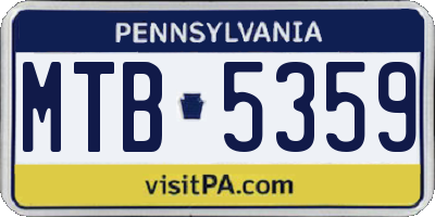 PA license plate MTB5359