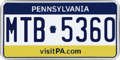 PA license plate MTB5360