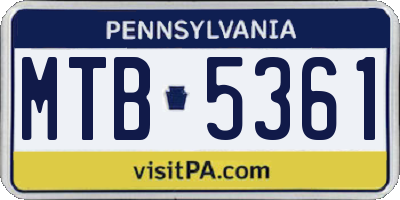 PA license plate MTB5361