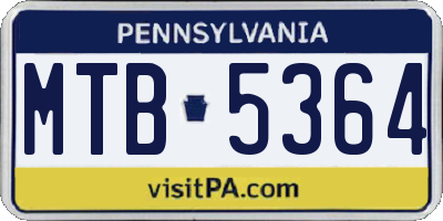 PA license plate MTB5364