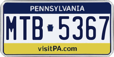 PA license plate MTB5367