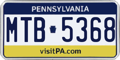 PA license plate MTB5368