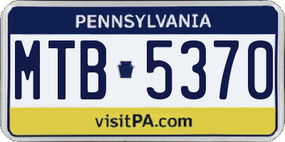 PA license plate MTB5370