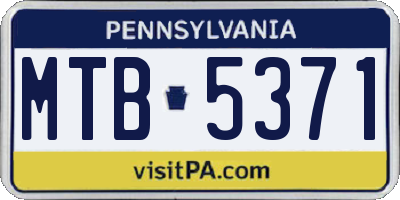 PA license plate MTB5371