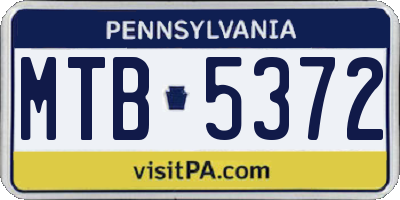 PA license plate MTB5372
