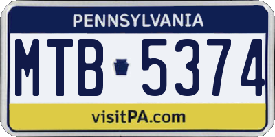 PA license plate MTB5374