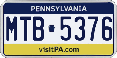 PA license plate MTB5376