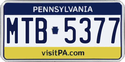 PA license plate MTB5377